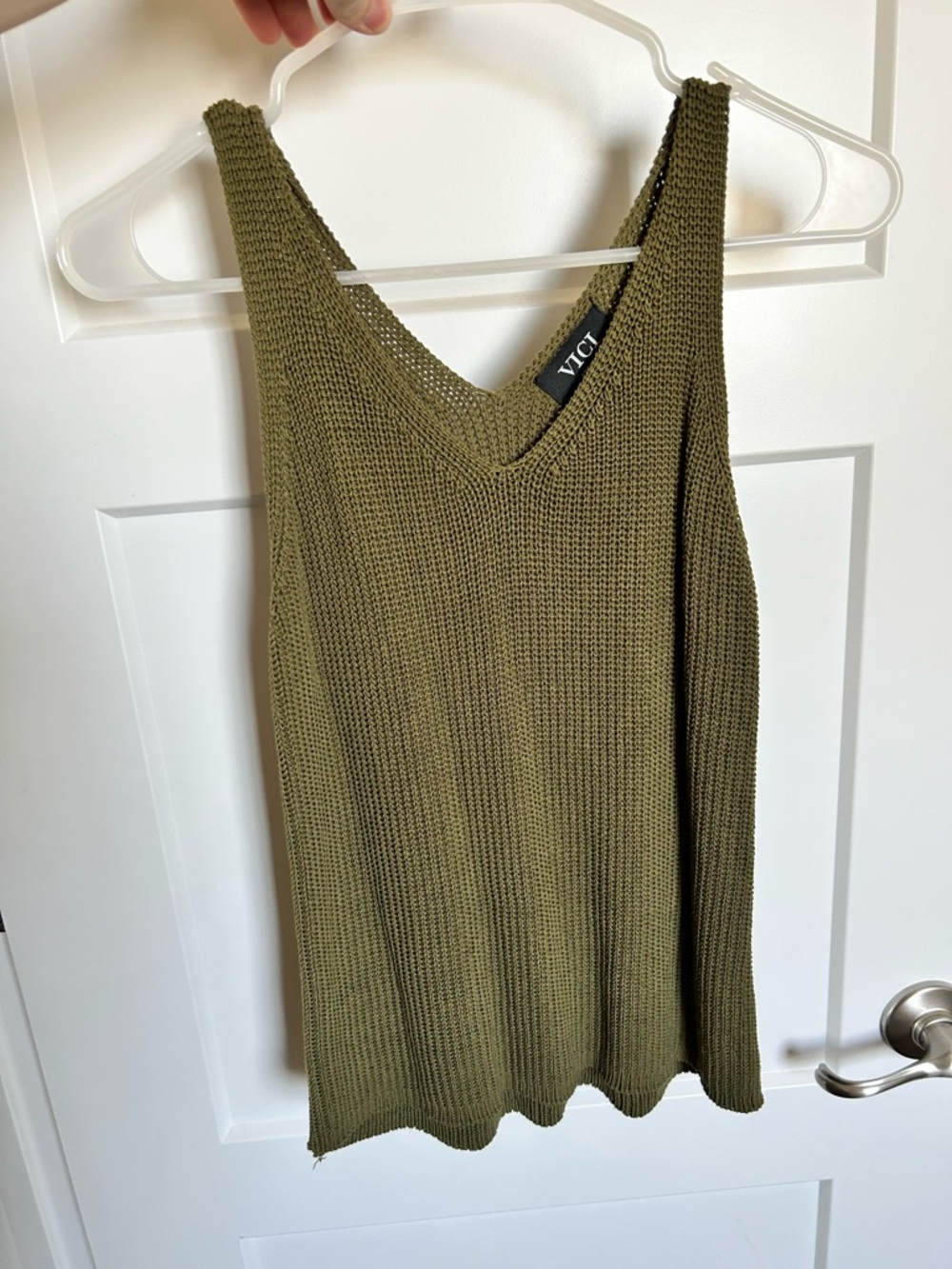 VICI Olive Knit V-Neck Tank Top